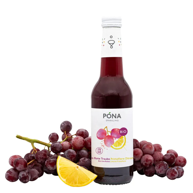 PONA ekologisk kolsyrad druv- och citrondryck med källvatten