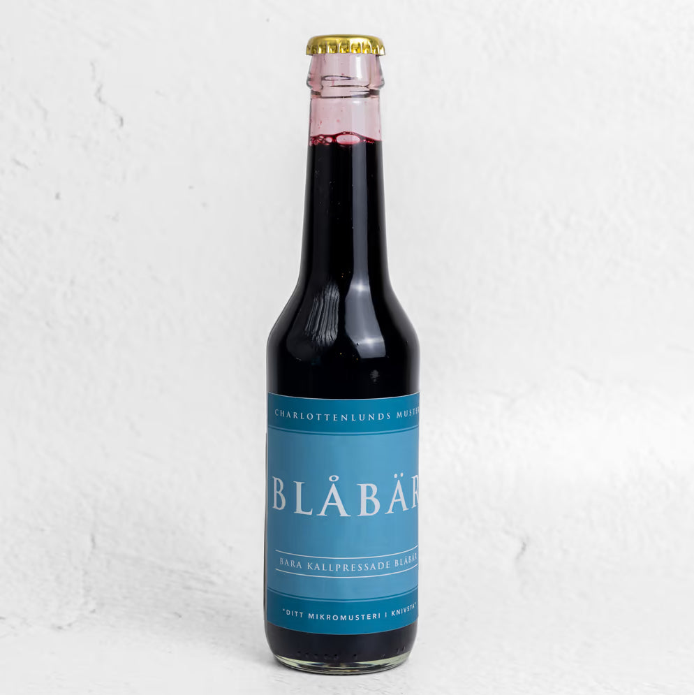 Charlottenlunds lokalt pressad 100% blåbärsjuice, utan tillsatser